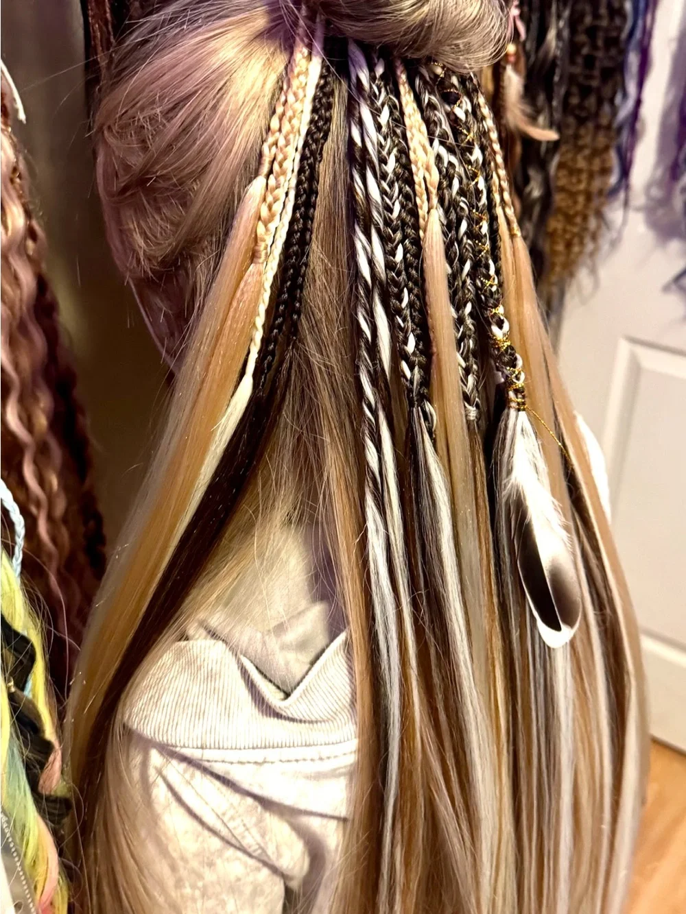 Blonde & Brown Braided Hair Extensions - Multi-Tone Accent